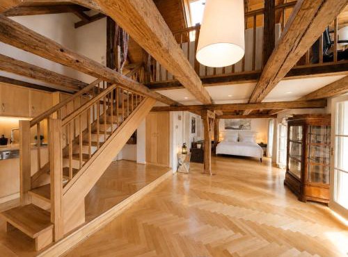 Historic penthouse loft with fortress view
