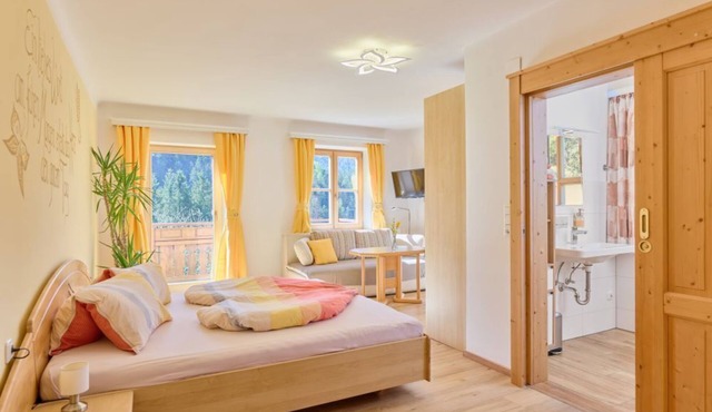 Sunny apartment 1 with balcony and views of the garden and mountains