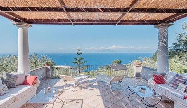 Villa Elena, terrace with stunning views of Ischia, Gulf of Naples and Vesuvius in Anacapri